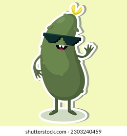 Vector illustration of cucumber character stickers with cute expression cartoon style.veggie emotion vector