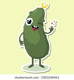 Vector illustration of cucumber character stickers with cute expression cartoon style.veggie emotion vector