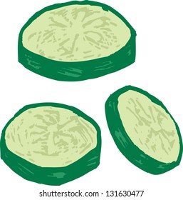 Vector illustration of cucumber slices