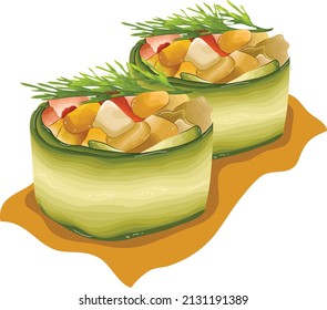 Vector illustration of cucumber sushi roll