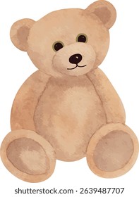 Vector illustration of a cuddly plush bear. Ideal for baby shower invites, kids’ room decor, and greeting cards.