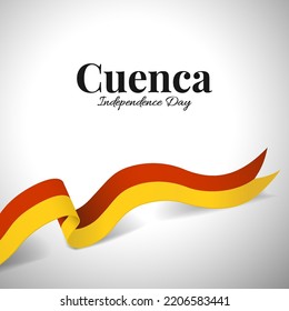 Vector Illustration of Cuenca Independence Day. Ribbon
