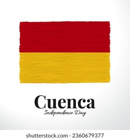 Ilustración vectorial del Día de la Independencia de Cuenca.  Fondo con bandera.
