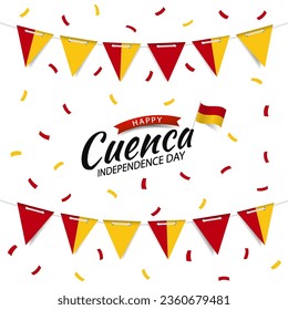 Vector Illustration of Cuenca Independence Day. Garland with the flag of Cuenca on a white background.

