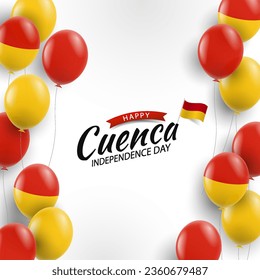 Ilustración vectorial del Día de la Independencia de Cuenca. Fondo con globos 
