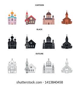 Vector illustration of cult and temple icon. Collection of cult and parish stock vector illustration.