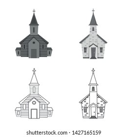 Vector illustration of cult and temple logo. Collection of cult and parish stock symbol for web.