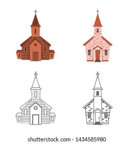 Vector illustration of cult and temple logo. Collection of cult and parish vector icon for stock.
