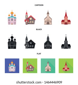 Vector illustration of cult and temple logo. Set of cult and parish stock vector illustration.