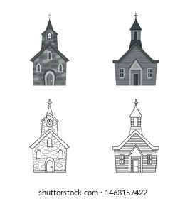 Vector illustration of cult and temple sign. Collection of cult and parish stock vector illustration.