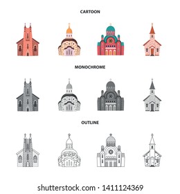 Vector illustration of cult and temple symbol. Collection of cult and parish stock vector illustration.