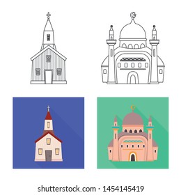 Vector illustration of cult and temple symbol. Collection of cult and parish vector icon for stock.