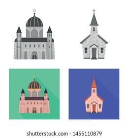 Vector illustration of cult and temple symbol. Set of cult and parish stock vector illustration.