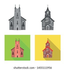 Vector illustration of cult and temple symbol. Set of cult and parish stock vector illustration.