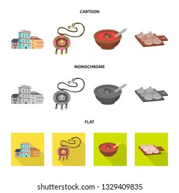 Vector illustration of culture and sightseeing icon. Set of culture and originality vector icon for stock.
