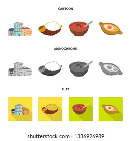 Vector illustration of culture and sightseeing icon. Set of culture and originality vector icon for stock.