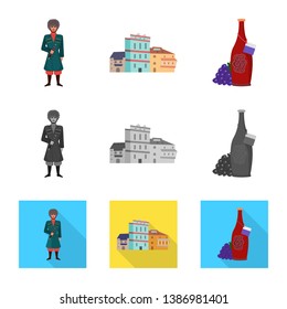 Vector illustration of culture and sightseeing logo. Set of culture and originality vector icon for stock.