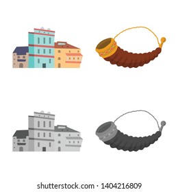 Vector illustration of culture and sightseeing logo. Collection of culture and originality stock vector illustration.