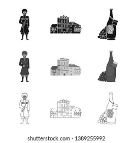 Vector illustration of culture and sightseeing sign. Set of culture and originality vector icon for stock.