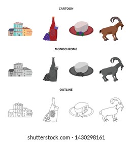 Vector illustration of culture and sightseeing sign. Set of culture and originality stock symbol for web.