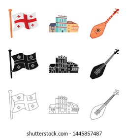 Vector illustration of culture and sightseeing sign. Set of culture and originality vector icon for stock.