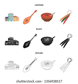 Vector illustration of culture and sightseeing symbol. Set of culture and originality stock vector illustration.