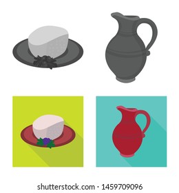 Vector illustration of culture and sightseeing symbol. Set of culture and originality vector icon for stock.