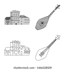 Vector illustration of culture and sightseeing symbol. Collection of culture and originality stock symbol for web.