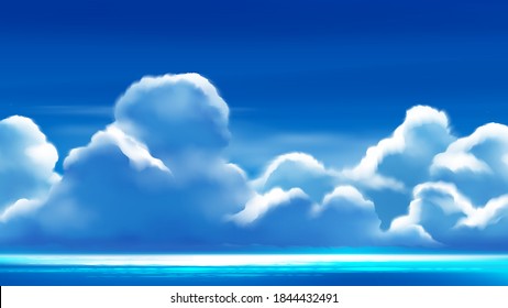 vector illustration of cumulonimbus clouds on the bright blue sky