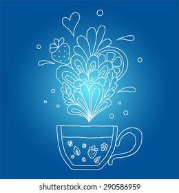Vector illustration with a cup of aromatic tea