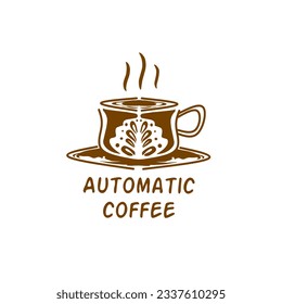 Vector illustration of a cup of authentic coffee. Hand drawing. For logos, icons or t-shirt screen printing is very good