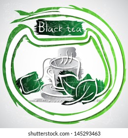 Vector illustration of cup of black tea