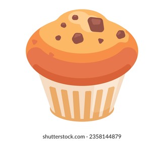 Vektorgrafik-Cup-Kuchen einzeln auf weißem Hintergrund. Ganze frische, gebackene Vektorgrafik, köstliches Tassen-Kuchen-Muffin-Symbol, Für Logo, Aufkleber, Etikett, Symbol oder Favicon