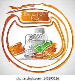 Vector illustration of cup of cinnamon tea