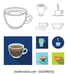 Vector illustration of cup and coffe logo. Set of cup and top  vector icon for stock.