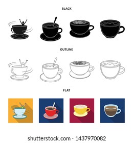 Vector illustration of cup and coffe logo. Set of cup and top vector icon for stock.