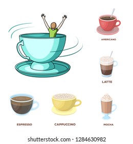 Vector illustration of cup and coffe symbol. Collection of cup and top  stock vector illustration.