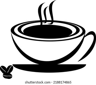 Vector illustration a cup of coffee and beands