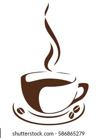 vector illustration of a cup of coffee with coffee beans.