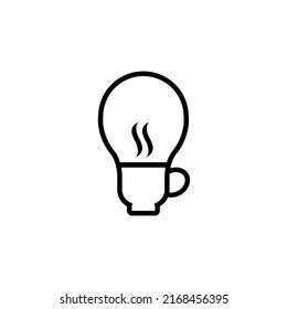 Ilustración vectorial de una taza de café combinada con una bombilla, que representa ideas fáciles de obtener tomando café