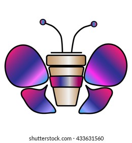 vector illustration of a cup of coffee dreamed of becoming a butterfly