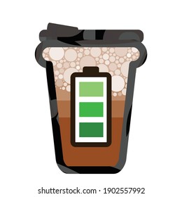 vector illustration for cup of coffee and loaded battery energetic drink