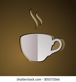 vector illustration of cup of coffee. coffee logo. coffee design. drink logo. coffee background. cup concept. cut paper.