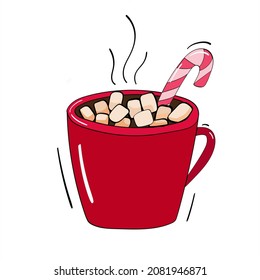 Vector illustration of a cup of coffee. New Year's picture.