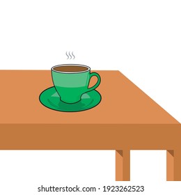 vector illustration of a cup of coffee on the table