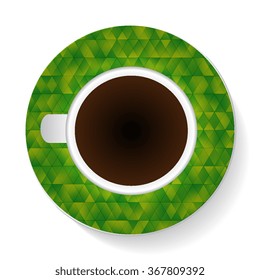 Vector illustration with a cup of coffee and a pattern on the saucer