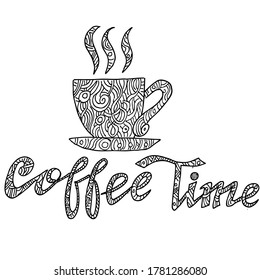vector illustration of a cup of coffee time