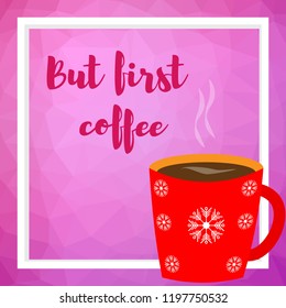 Vector illustration. Cup with coffee top view