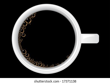 Vector illustration of a cup of coffee from the top