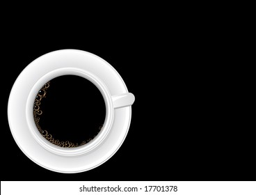 Vector illustration of a cup of coffee from the top with space for copy